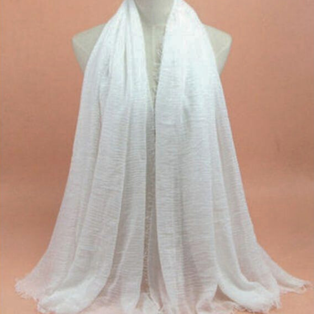 White Luxury Crinkle Chiffon Dupatta for Women & Girls