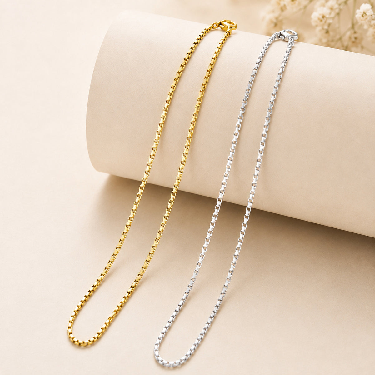 Premium Minimal Chain for Men & Women | Gold & Silver Stylish Box Link Chain | Lightweight Daily Wear Fashion Jewelry