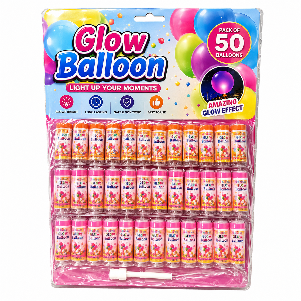 LED Glow Balloons Set - Pack of 50 Light-Up Party Balloons with Amazing Glow Effect for Birthdays, Weddings & Celebrations