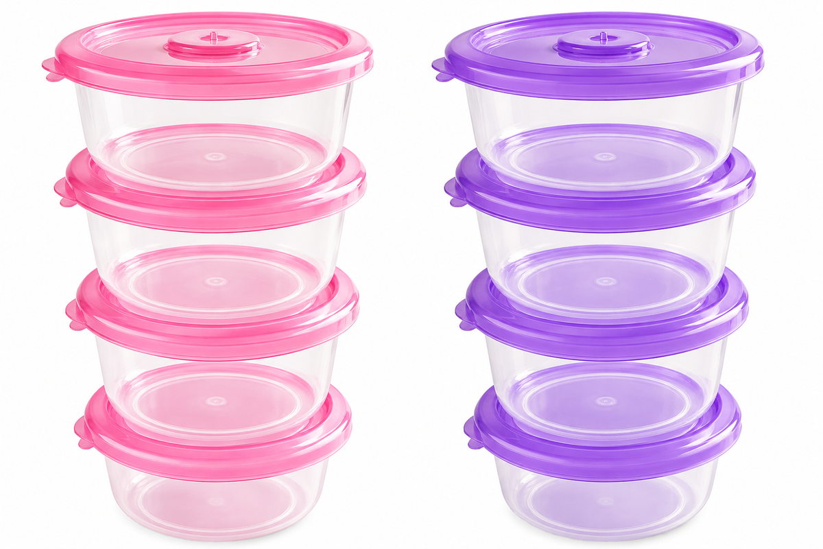 Premium Red and Pink Rectangular Food Storage Container Set - Airtight Leakproof BPA Free Kitchen Organizers with Vibrant Lids
