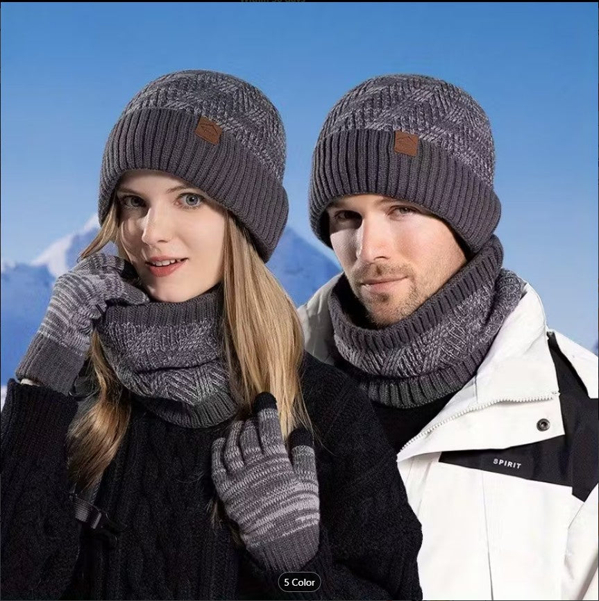 Winter Hat & Scarf Set for Women – High Elasticity, Thickened Warm Knit Beanie | Unisex Outdoor Headwear for Cold Weather, Skiing & Daily Wear