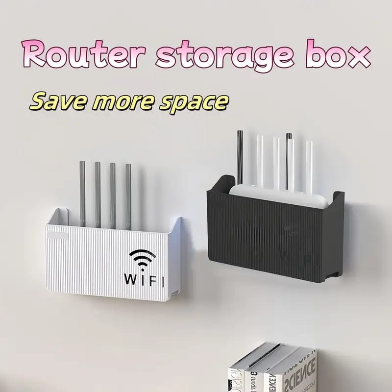 Wall Mounted WiFi Router Holder Box – Hidden Cable Organizer & Decorative Shelf for Home & Office Short Description: