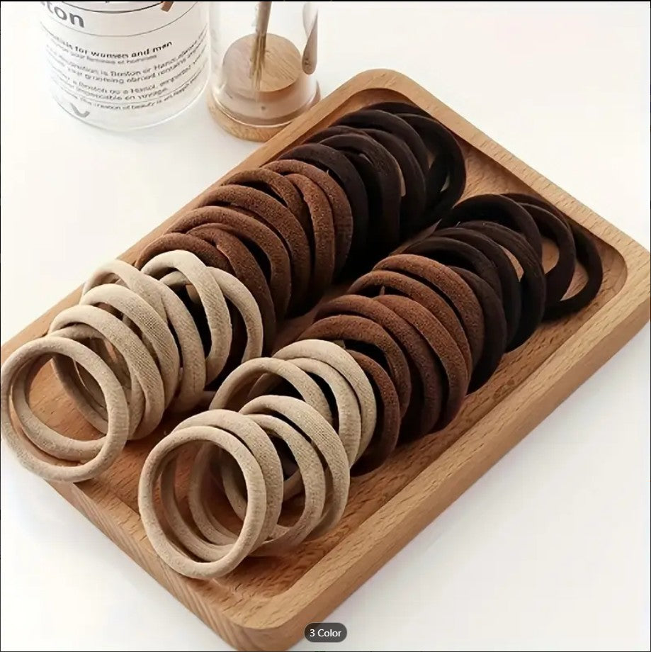 6 Pcs White High-Elasticity Seamless Hair Ties for Women