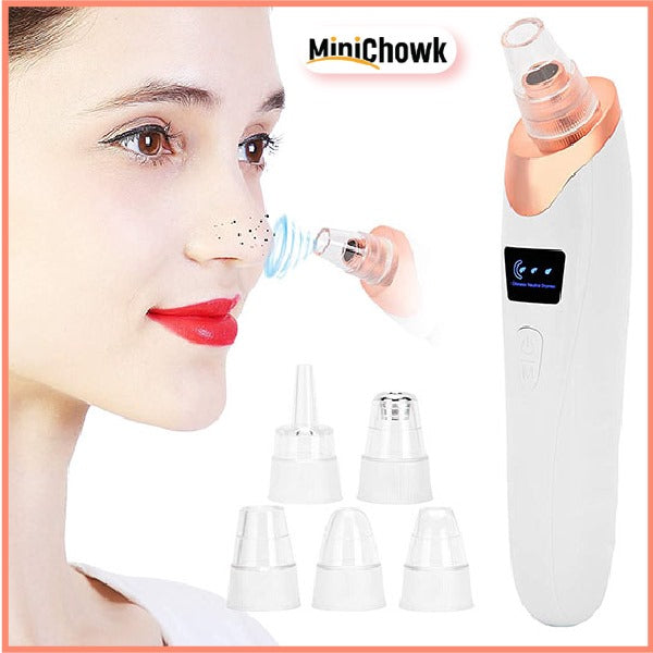 5 in 1 Blackhead Remover Vacuum – Electric Pore Cleaner with 5 Suction Heads, USB Rechargeable Facial Skin Care Tool