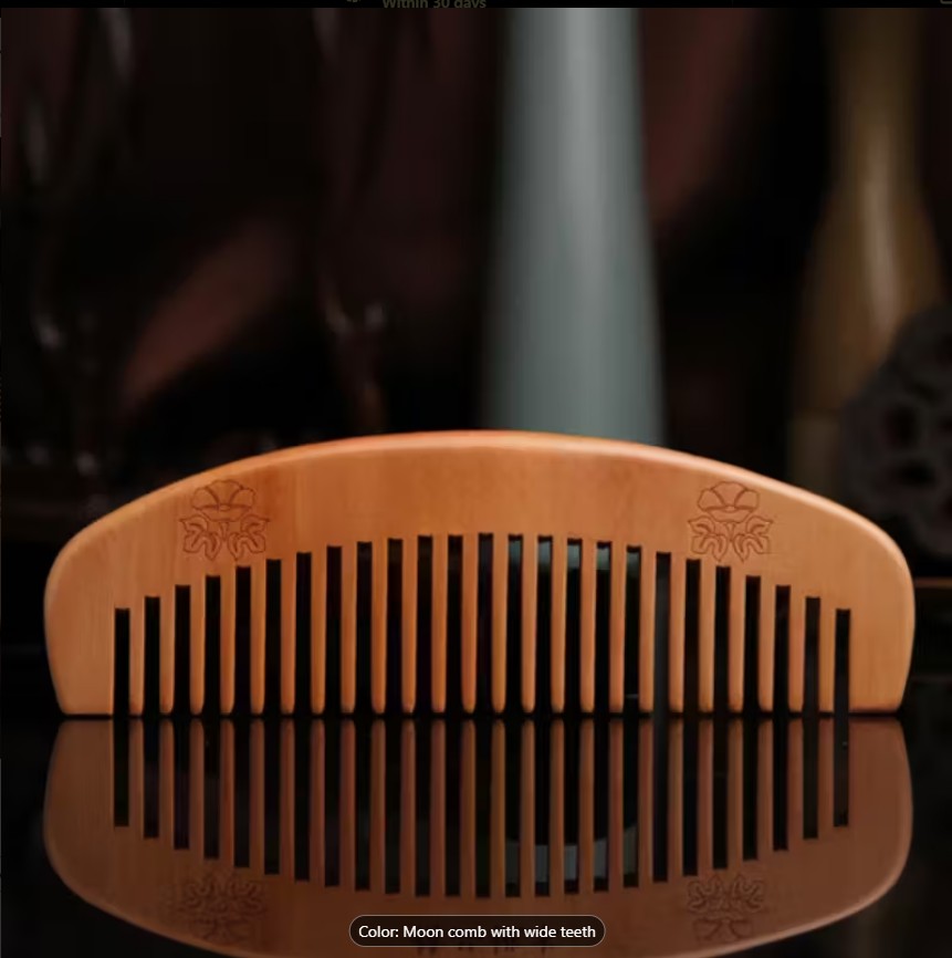 Thickened Durable Natural Peach Wood Comb