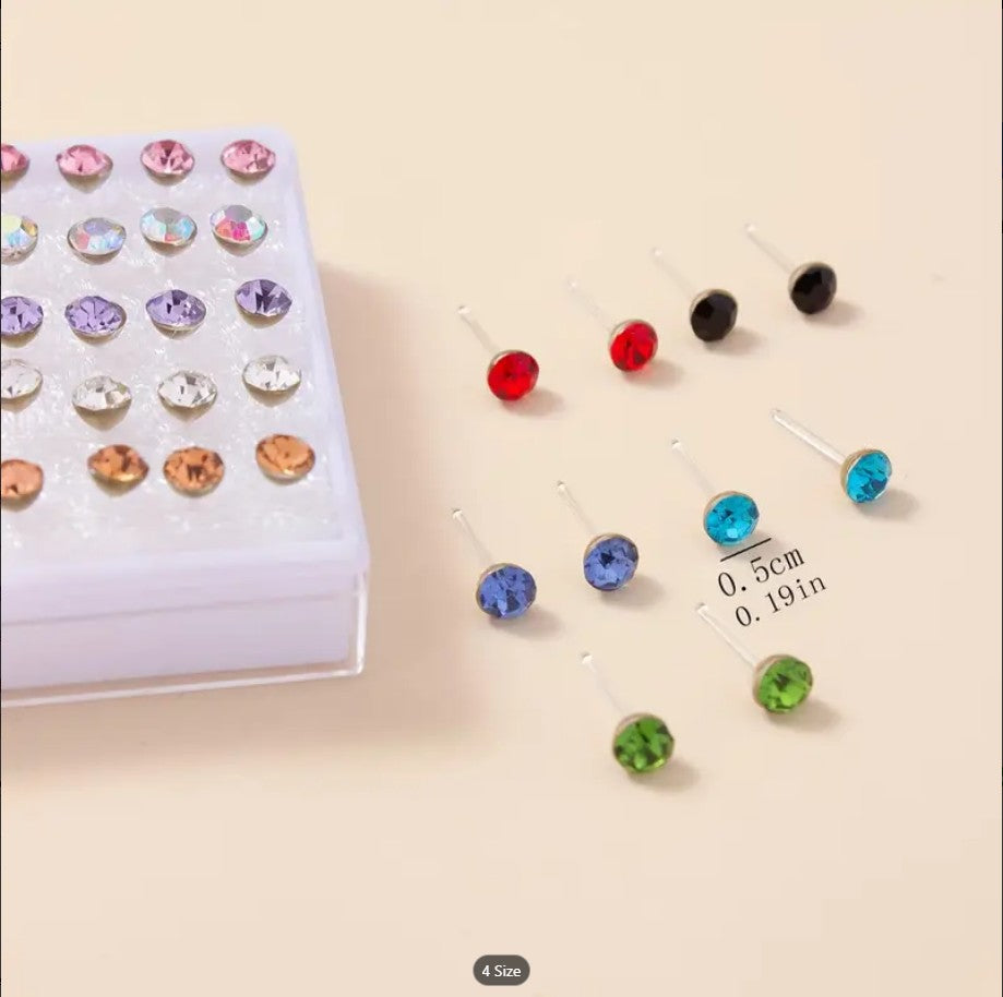 Zirconia Stud Earrings Set
