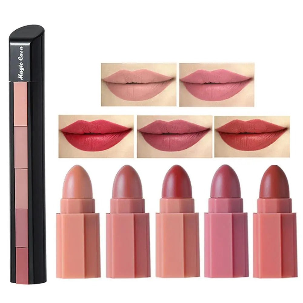 5 in 1 Lipstick Matte lipsticks Waterproof | Long Lasting |Lipstick Long lasting Random Shades Lipsticks 3.5g
