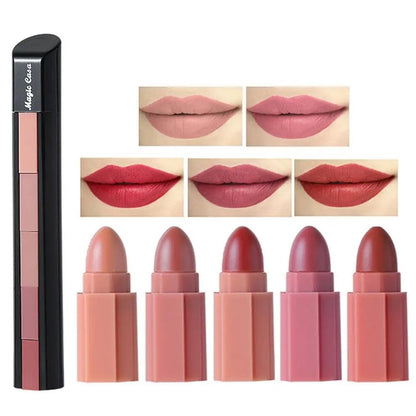 5 in 1 Lipstick Matte lipsticks Waterproof | Long Lasting |Lipstick Long lasting Random Shades Lipsticks 3.5g