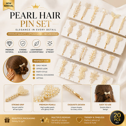 Pearl Hair Pins Set for Women | Elegant Pearl Hair Clips & Bobby Pins | Gold Hair Accessories for Girls & Bridal Hairstyles