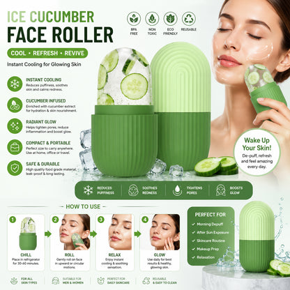 Ice Roller for Face Massager & Eye Soft Feel Beauty Reusable Face Rollers Facial Roller Box Face to Enhance Skin Glow Shrink & Tighten Pores (1 Piece Only)