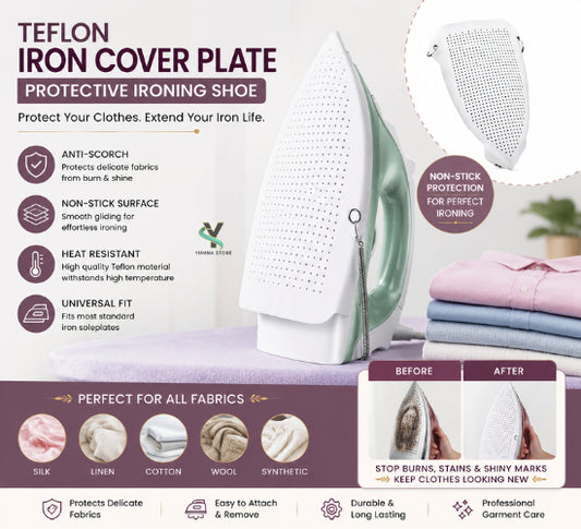 Tephlon Iron Cover Plate Protective Ironing Shoe – Anti-Scorch Non-Stick Heat Resistant Iron Fabric Guard | Universal Soleplate Protection Cover for Delicate Clothes, Silk, Linen & Professional Garment Care