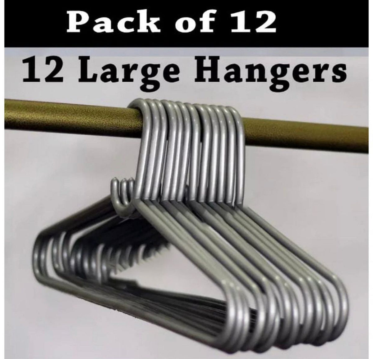 Pack of 12 Hangers - Good Quality Plastic Gray Hangers for Clothes