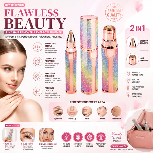 EYEBROW TRIMMER | 2 In 1 PAINLESS BROW SHAVER HAIR REMOVER BATTERY OPERATED EYEBROW TRIMMER FACIAL HAIR REMOVER.