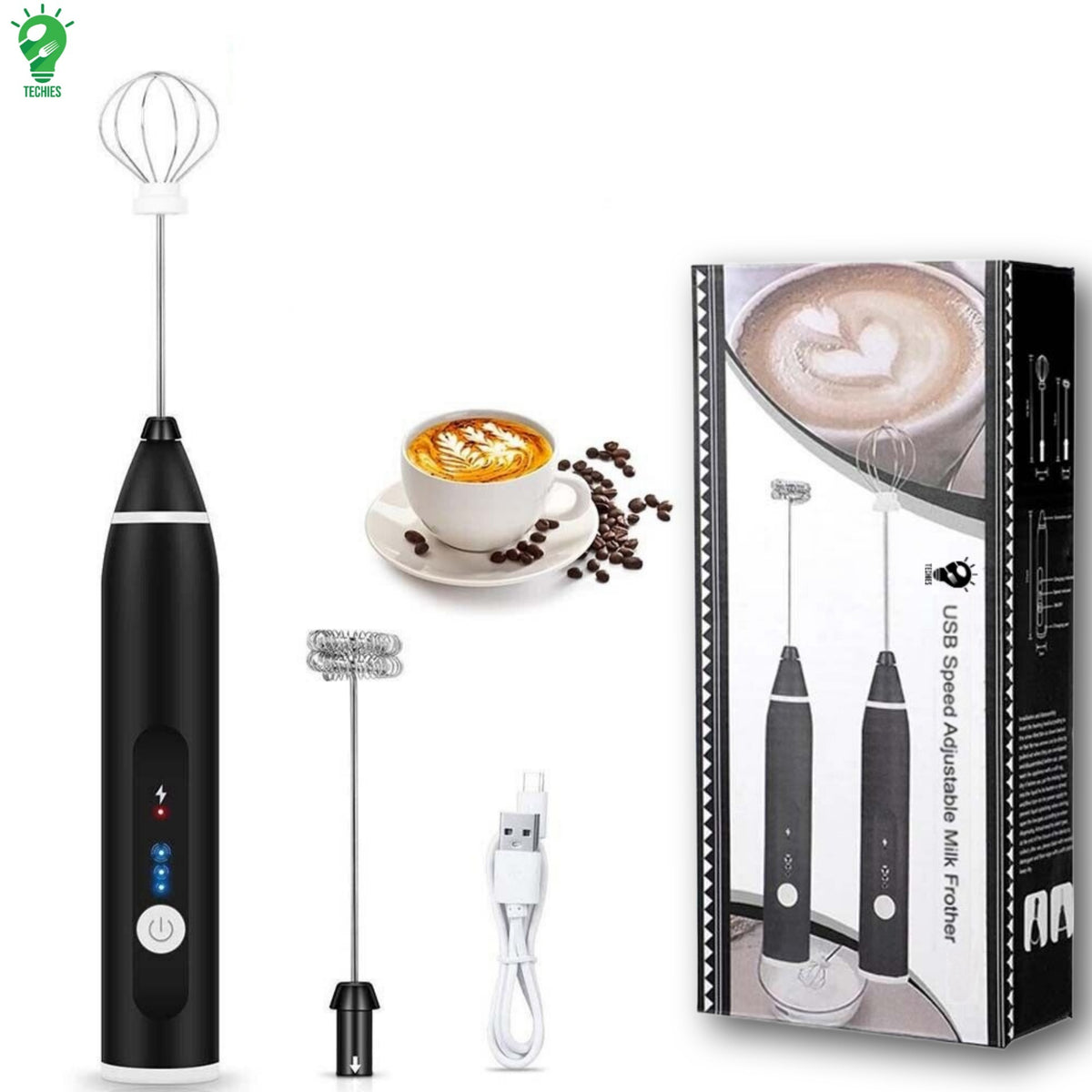 Electric Rechargeable 2 in 1 Coffee Beater & Milk Frother and Foamer - Portable Hand Beater & Mixer Machine for Cake | USB Chargeable Mini Egg Whisker for Coffee Maker, Heavy Duty, Small & High-Quality Handheld, With battery