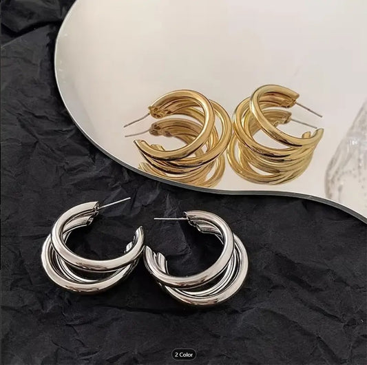 Korean Hoop Stud Earrings