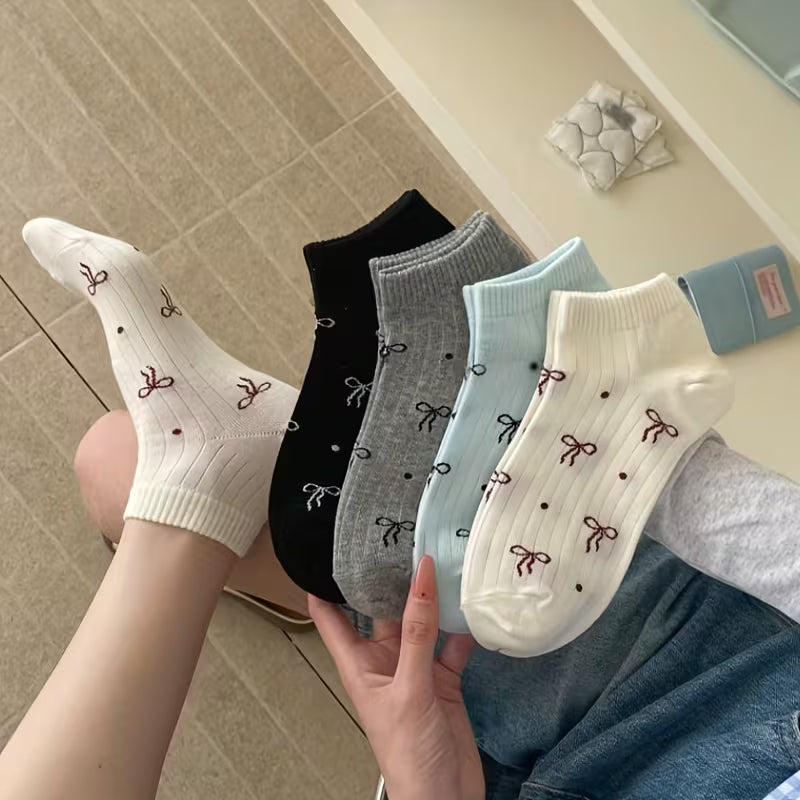 Women'S Striped Bowknot Ankle Socks
