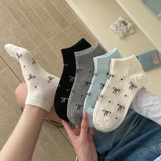 Women'S Striped Bowknot Ankle Socks