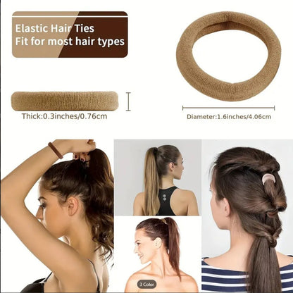 6 Pcs Black High-Elasticity Seamless Hair Ties for Women