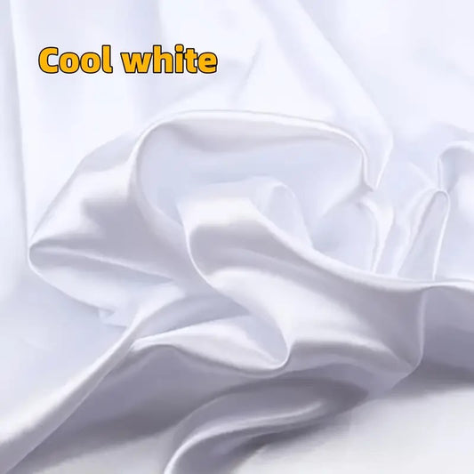 Cool White Unstitched 2 Piece Plain Imported Korean Silk Shirt & Trouser Set for Women