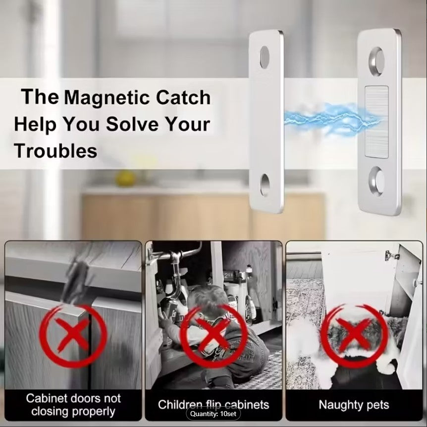 Heavy-Duty Stainless Steel Magnetic Cabinet Locks
