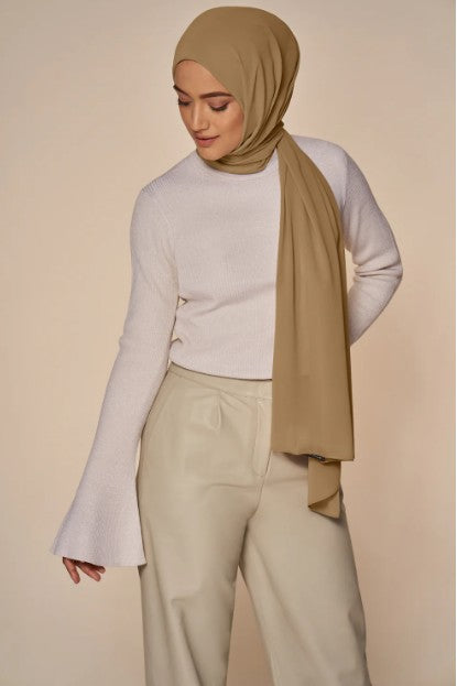 Camel Luxury Chiffon Hijab for Women & Girls