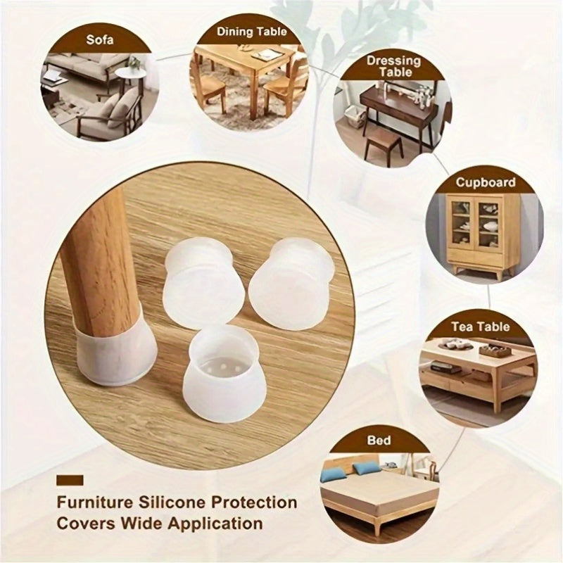 Silicone Furniture Chair Legs Protectors Covers Silicon Chair Leg Caps Round & Square Table Feet Cover Anti-Slip Floor Protection Cover Prevents Scratches And Noise, Give Good Protection To Floor Protector Chair Legs Rubber