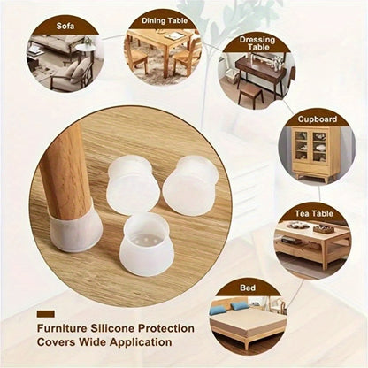Silicone Furniture Chair Legs Protectors Covers Silicon Chair Leg Caps Round & Square Table Feet Cover Anti-Slip Floor Protection Cover Prevents Scratches And Noise, Give Good Protection To Floor Protector Chair Legs Rubber