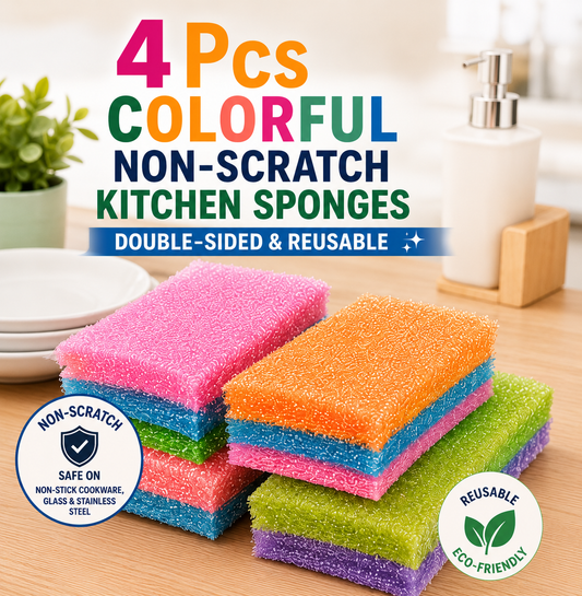1 Premium Non-Scratch Kitchen Cleaning Sponges | Double-Sided Reusable Dish Scrubber Pads for Pots, Pans & Non-Stick Cookware
