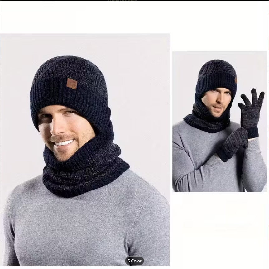 3 PCS Winter Hat & Scarf Set for Women & Men
