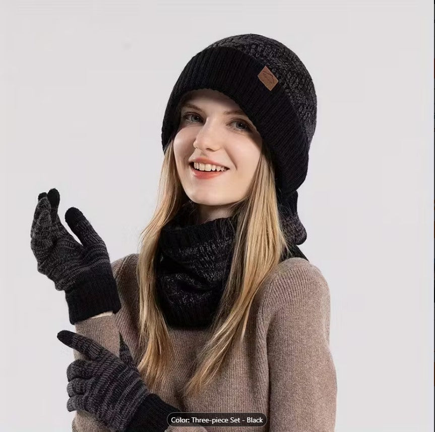 Winter Hat & Scarf Set for Women – High Elasticity, Thickened Warm Knit Beanie | Unisex Outdoor Headwear for Cold Weather, Skiing & Daily Wear