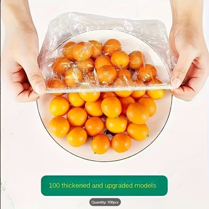 100 PCS Reusable Elastic Food Storage Covers – Stretchable Bowl Covers for Kitchen, Plastic Wrap Alternative for Plates, Bowls & Containers