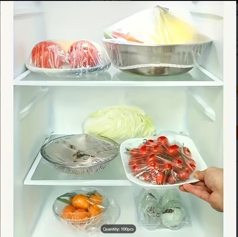 100 PCS Reusable Elastic Food Storage Covers – Stretchable Bowl Covers for Kitchen, Plastic Wrap Alternative for Plates, Bowls & Containers