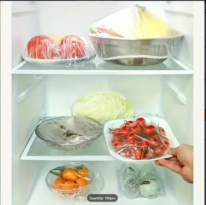 100 PCS Reusable Elastic Food Storage Covers – Stretchable Bowl Covers for Kitchen, Plastic Wrap Alternative for Plates, Bowls & Containers