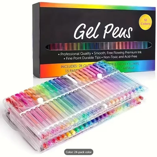 Glitter Gel Pen - Set of 12 multicolor Pens for Art & Craft, Permanent Gel Pen for Bling Writing, Highlight Glittering Effect for Painting
