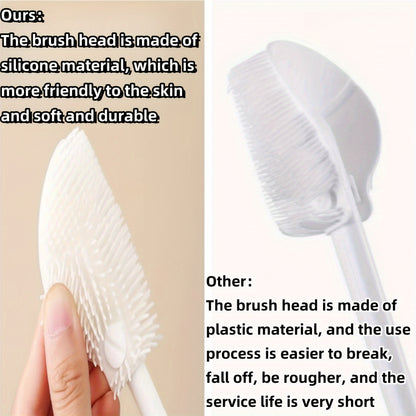 Foldable 360 degree cleaning silicone brush with long handle