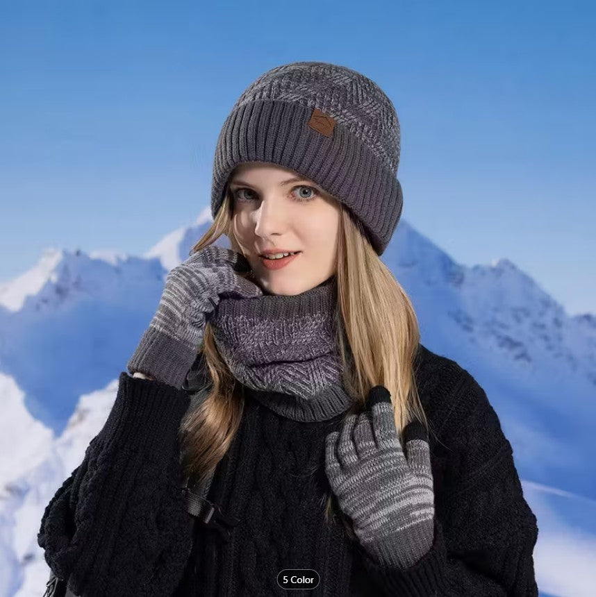 3 PCS Winter Hat & Scarf Set for Women & Men
