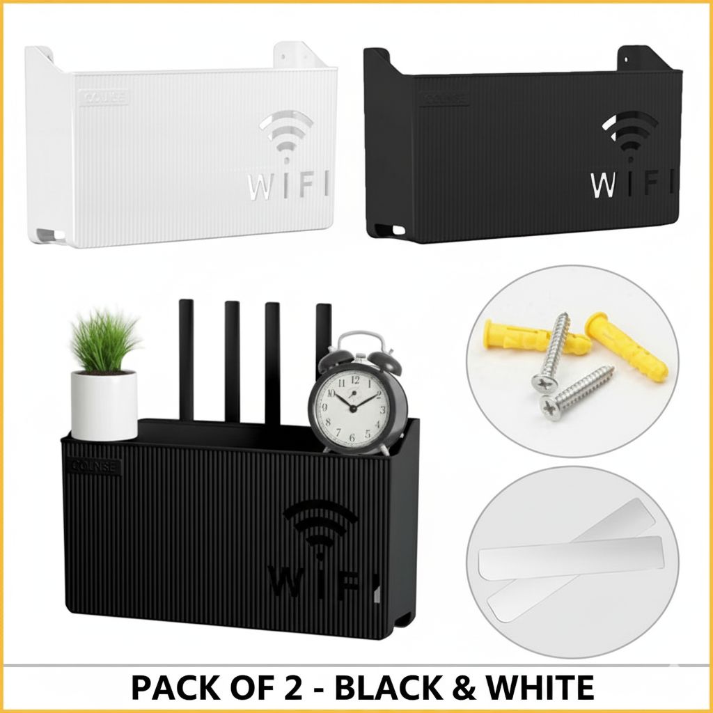 Wall Mounted WiFi Router Holder Box &ndash; Hidden Cable Organizer &amp; Decorative Shelf for Home &amp; Office Short Description: