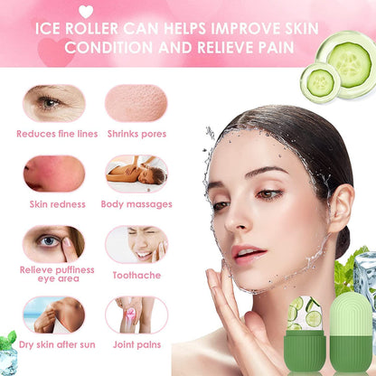 Ice Roller for Face Massager & Eye Soft Feel Beauty Reusable Face Rollers Facial Roller Box Face to Enhance Skin Glow Shrink & Tighten Pores (1 Piece Only)