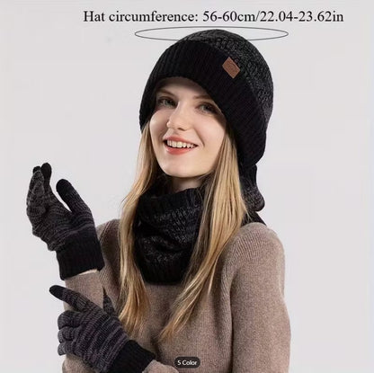 3 PCS Winter Hat & Scarf Set for Women & Men