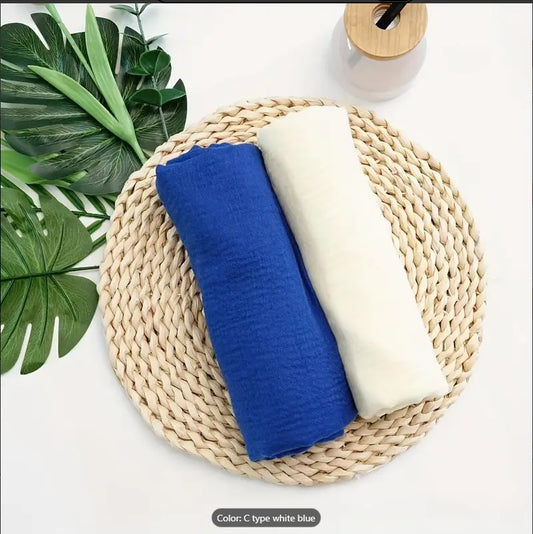 2 Bundle White & Blue Luxury Chiffon Hijab for Women & Girls
