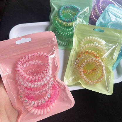 Candy-Colored Spiral Hair Ties for Women – Telephone Wire Elastic Phone Cord Hair Bands | Stylish, Tangle-Free & Gentle Hair Accessories