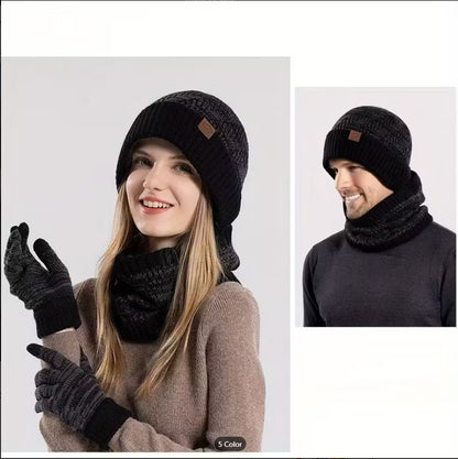 3 PCS Winter Hat & Scarf Set for Women & Men