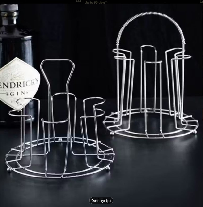 Stainless Steel Glass & Cup Storage Rack – Multi-Compartment Kitchen Draining & Drying Stand for Mugs and Glasses (Rack Only)