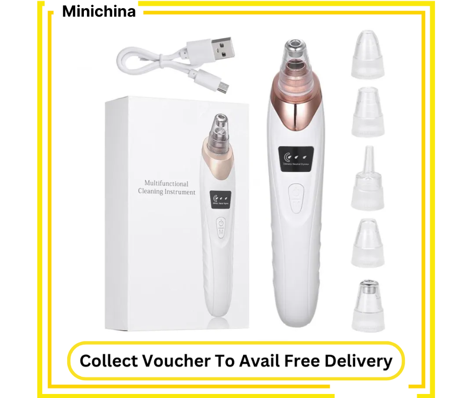 5 in 1 Blackhead Remover Vacuum – Electric Pore Cleaner with 5 Suction Heads, USB Rechargeable Facial Skin Care Tool
