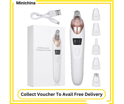 5 in 1 Blackhead Remover Vacuum – Electric Pore Cleaner with 5 Suction Heads, USB Rechargeable Facial Skin Care Tool