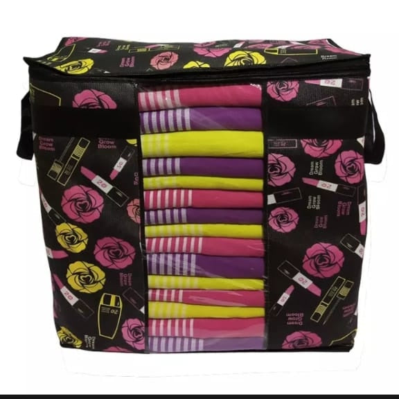 Storage Bag Large Jumbo Black with Rose Flower Design Bedroom Clothes Storage Baga,