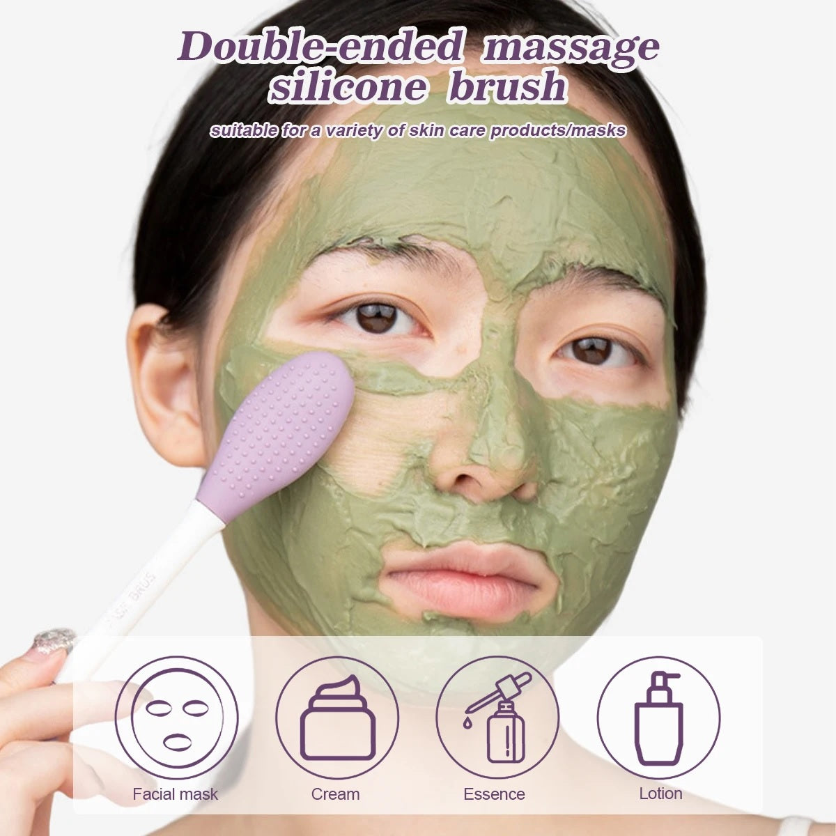 Silicone Double Head Mask Brush, Silicone Face Wash Brush, & Silicone Shampoo Brush Clean The Scalp , Mud Film Special Scraper Applicator, Facial Cleansing Brush, Cleaning Tool