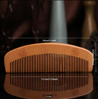 Thickened Durable Natural Peach Wood Comb