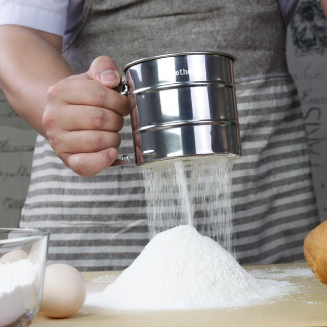 Stainless Steel Flour Sifter Cup | Large Capacity Atta Chalni Hand Press Sieve for Baking | Corrosion Resistant Flour Sieve for Sugar, Coffee, Cake, and Powdered Ingredients