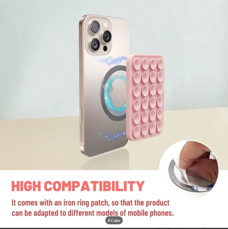 Double Side Silicone Suction Pad Phone Holder Self - Adhesive Rubber Suction Holder Silicon Square Phone Case Silicon Pad For Phone - Compatible With All Mobiles & Tablets